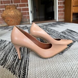 Coach Nude Heels with Gold Accents